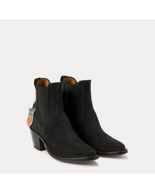 RRL Black Chelsea Plainview Suede Boot