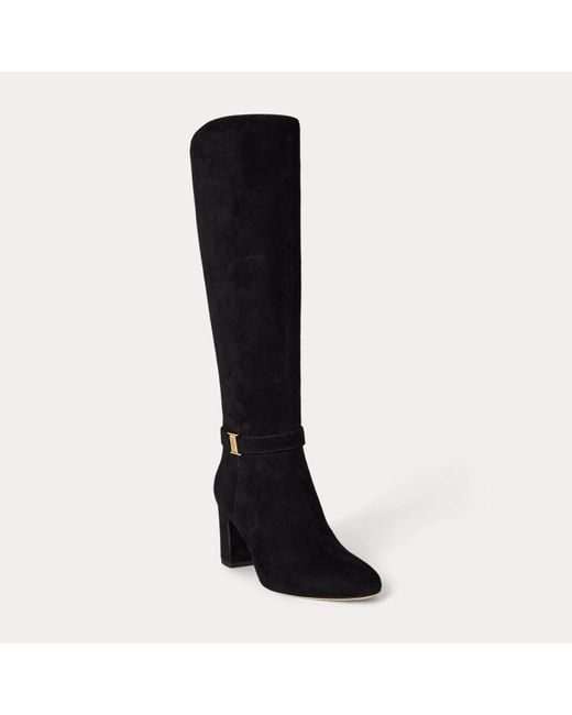 Bottes Hautes À Talon Kellie En Daim Ralph Lauren en coloris Black