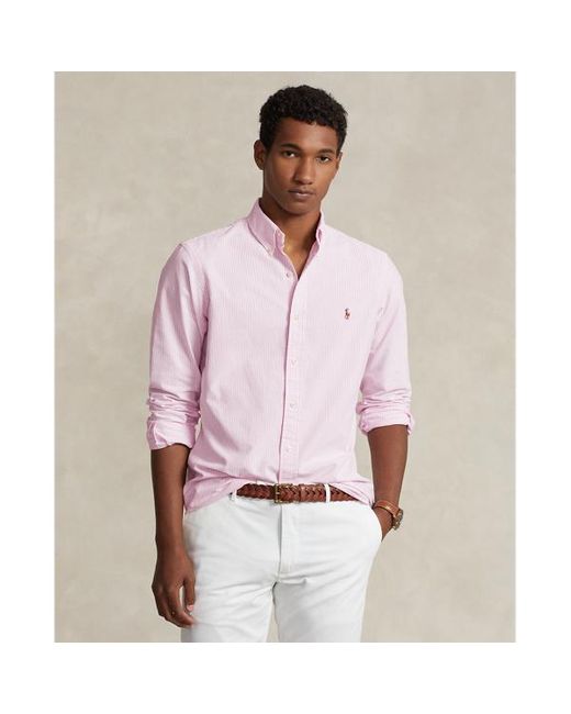 Polo Ralph Lauren Pink Slim Fit Striped Oxford Shirt for men