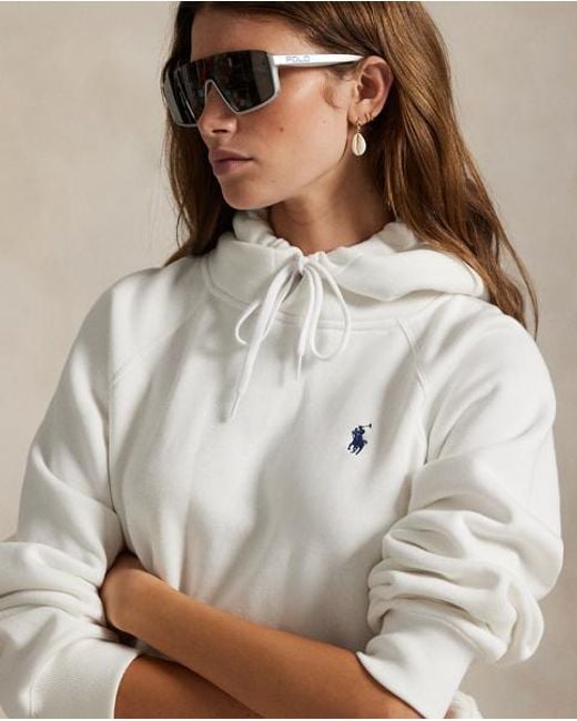 Polo Ralph Lauren White Shrunken Fit Fleece Hoodie