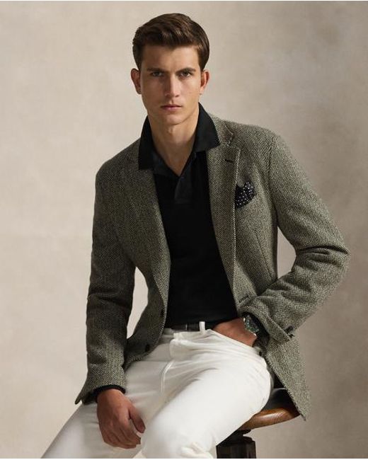 Polo Ralph Lauren Black Slim Fit Mesh Long-sleeve Polo for men