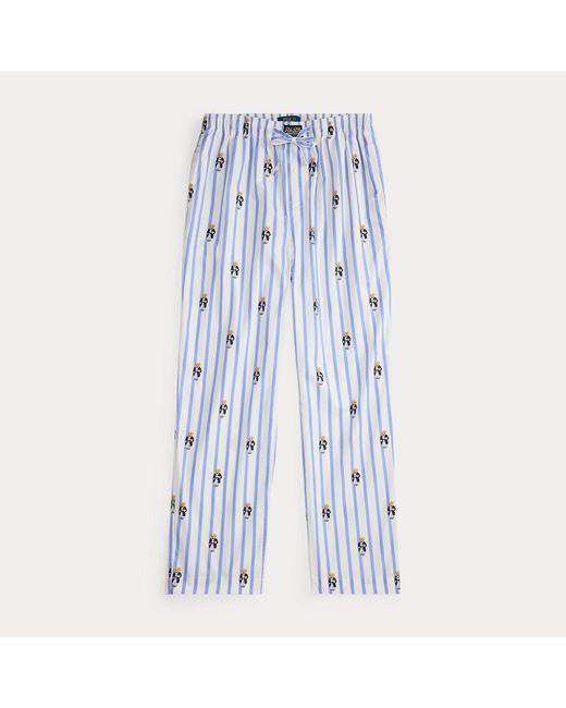 Polo Ralph Lauren Blue Polo Bear Striped Cotton Pyjama Trouser for men