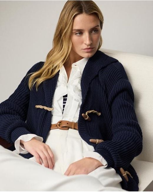 Ralph Lauren Blue Cotton-Silk Shawl-Collar Cardigan