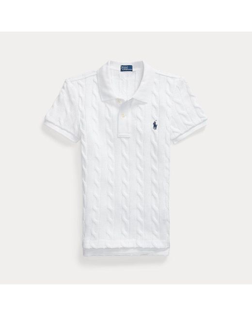 Polo Ralph Lauren White Poloshirt mit Zopfmuster