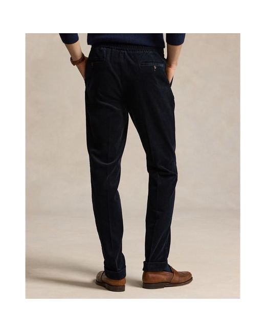 Ralph Lauren Blue Pleated Stretch Corduroy Suit Trouser for men