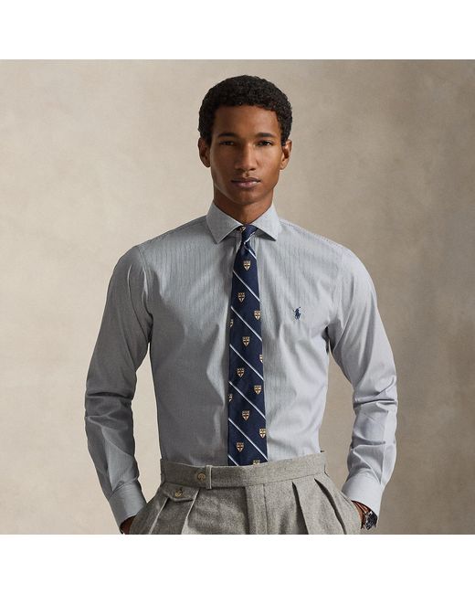 Polo Ralph Lauren Gray Custom Fit Striped Poplin Shirt for men