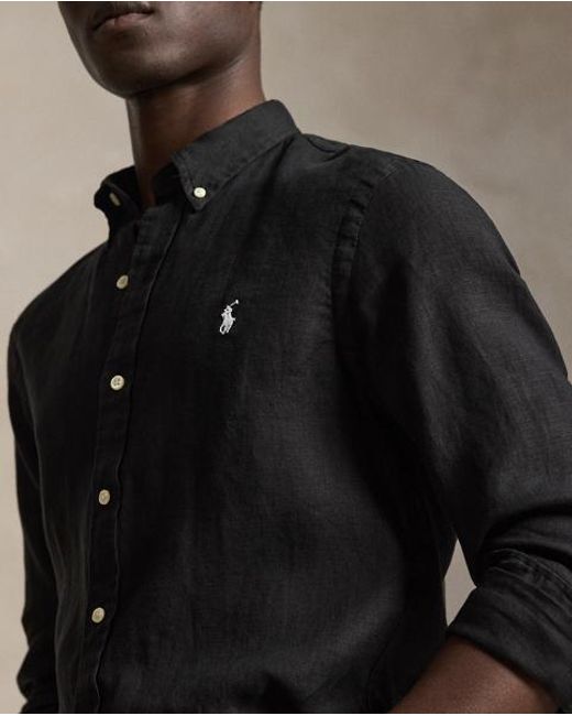 Polo Ralph Lauren Black Slim Fit Linen Shirt for men