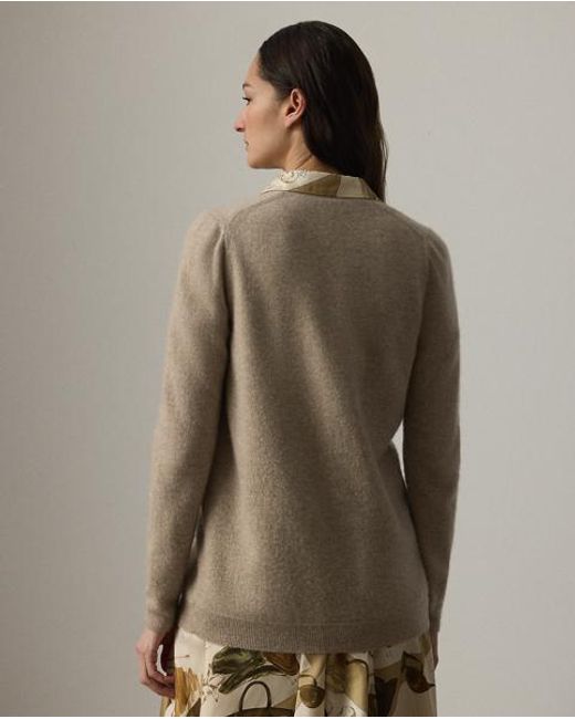 Ralph Lauren Natural Strickjacke Aus Kaschmirmischung