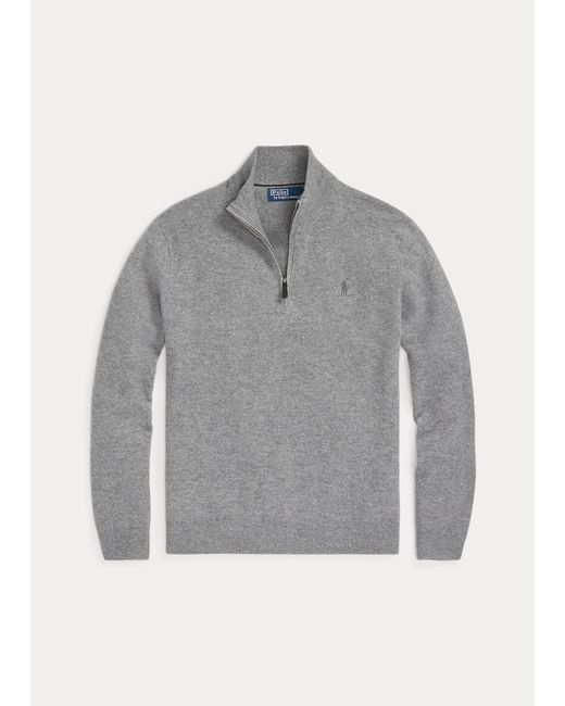 Pull demi-zippé en laine Polo Ralph Lauren pour homme en coloris Gris | Lyst