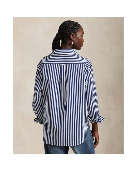 Camicia in cotone a righe Oversize-Fit di Polo Ralph Lauren in Blue