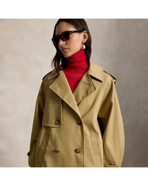 Polo Ralph Lauren Green Balloon Cotton Twill Trench Coat