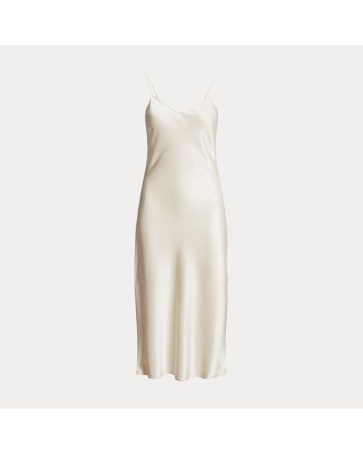 Polo Ralph Lauren Double faced Satin Midi Slip Dress in Natural Lyst UK