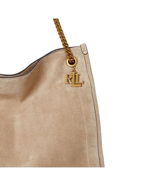 Shopper tote Bradley grande in camoscio di Ralph Lauren in Black
