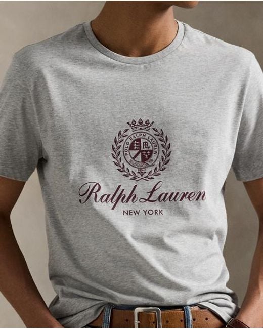 Polo Ralph Lauren Gray Standard Fit Polo Crest Jersey T-Shirt for men