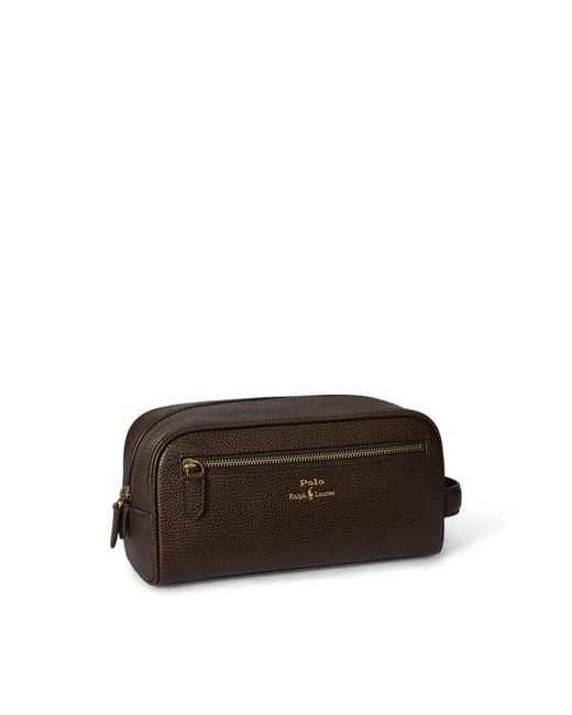 Polo Ralph Lauren Brown Pebbled Leather Travel Case for men