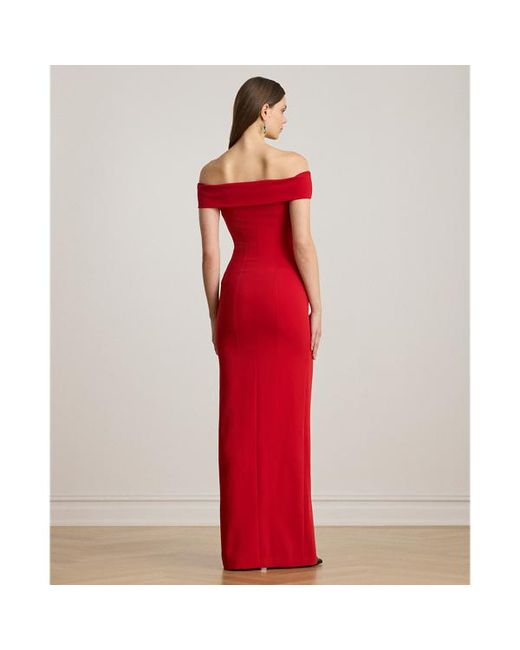 Ralph Lauren Red Ralph Lauren Crepe Off-The-Shoulder Gown