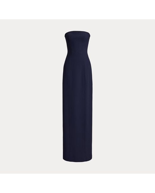 Ralph Lauren Blue Shelly Silk Cady Evening Dress