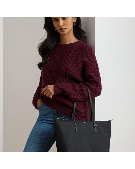 Ralph Lauren Red Nylon Large Keaton Tote Bag