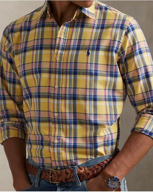 Polo Ralph Lauren Green Custom Fit Tattersall Oxford Shirt for men