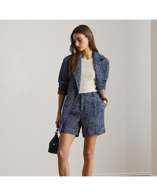 Ralph Lauren Blue Pleated Bouclé Short