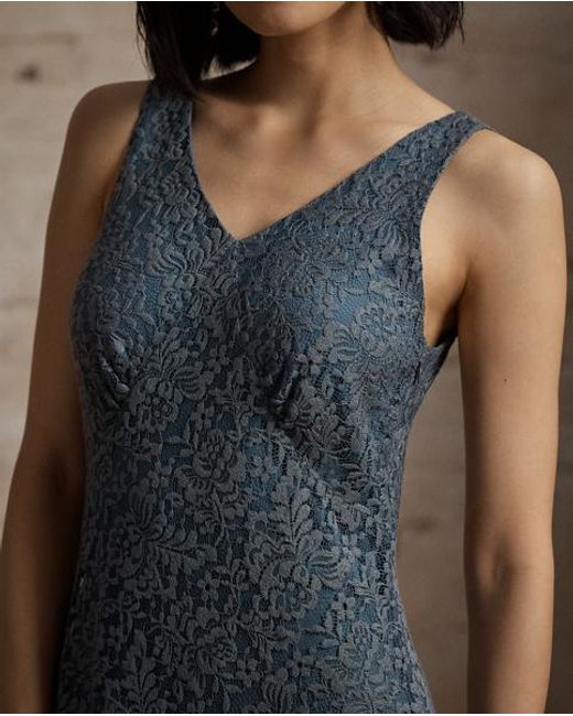 RRL Blue Floral Lace Dress