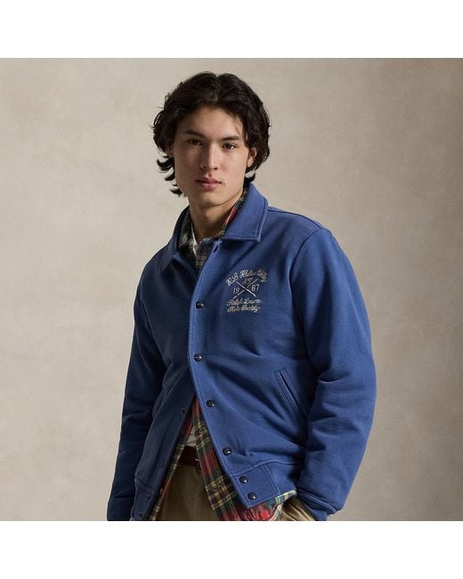 Polo Ralph Lauren Blue Embroidered Loopback Fleece Jacket for men