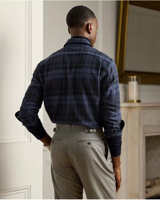 Ralph Lauren Blue Plaid Twill Shirt for men