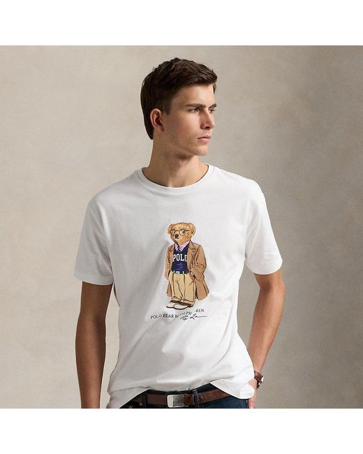 Maglietta Polo Bear Custom Slim-Fit di Polo Ralph Lauren in White da Uomo