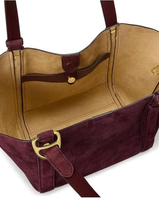 Ralph Lauren Purple Sheep-Suede Small Tasha Tote Bag