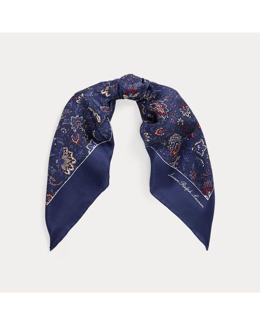 Foulard in twill di seta a fiori di Ralph Lauren in Blue