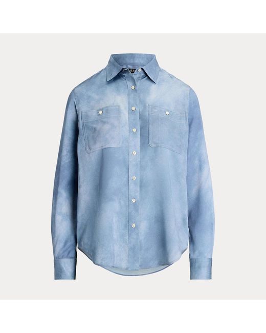 Camicia in charmeuse Relaxed-Fit di Lauren by Ralph Lauren in Blue