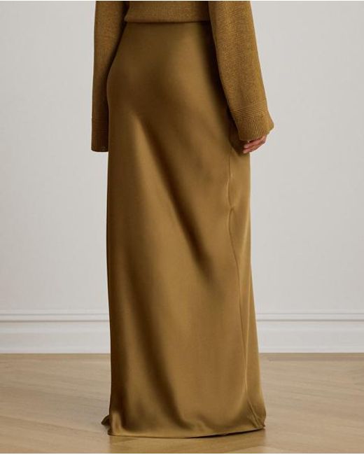 Ralph Lauren Green Satin Charmeuse Maxiskirt