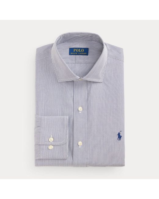 Polo Ralph Lauren Gray Custom Fit Striped Poplin Shirt for men