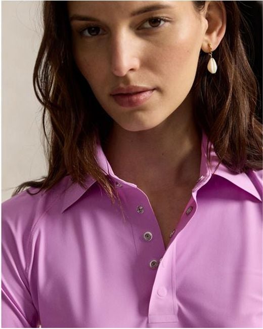 Ralph Lauren Purple Slim Fit Performance Long-Sleeve Polo