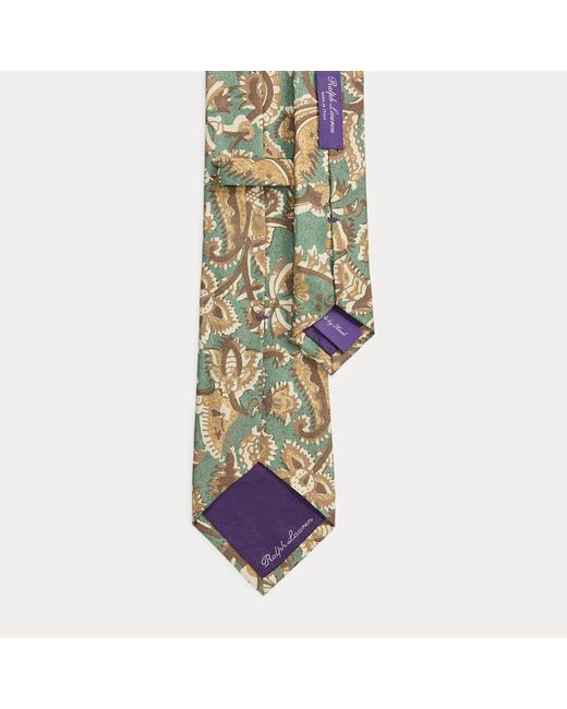 Ralph Lauren Green Paisley Silk Habotai Tie for men