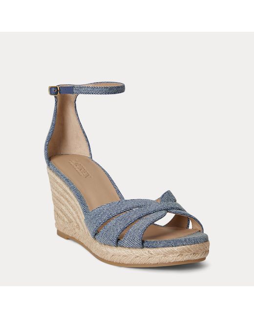 Ralph Lauren Blue Nellie Washed Denim Espadrille