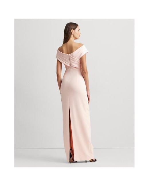 Vestido largo de crepé Lauren by Ralph Lauren de color Pink