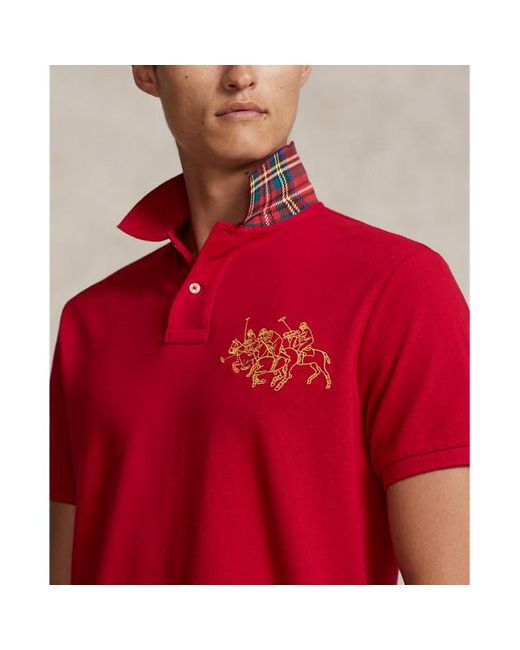 Polo Ralph Lauren Red Lunar New Year Triple-pony Polo Shirt for men