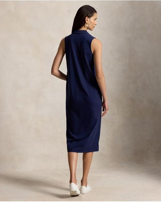 Polo Ralph Lauren Blue Stretch-Cotton Sleeveless Polo Dress