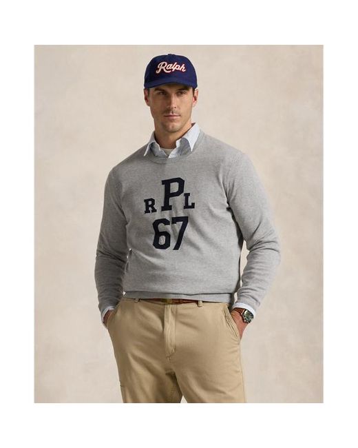 Ralph Lauren Gray Big & Tall - Monogram Cotton Jumper for men