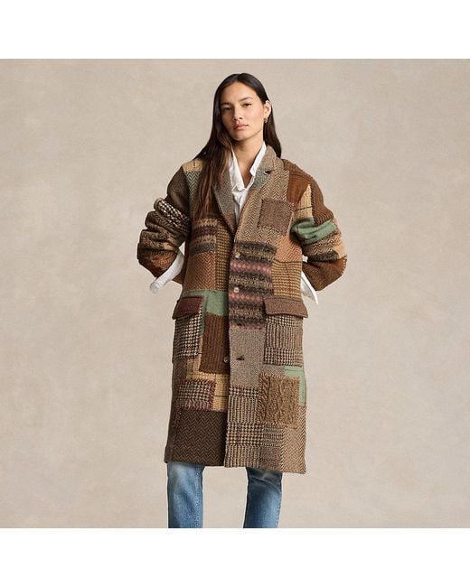 Ralph Lauren Jas Van Wolmix Met Patchwork in het Brown