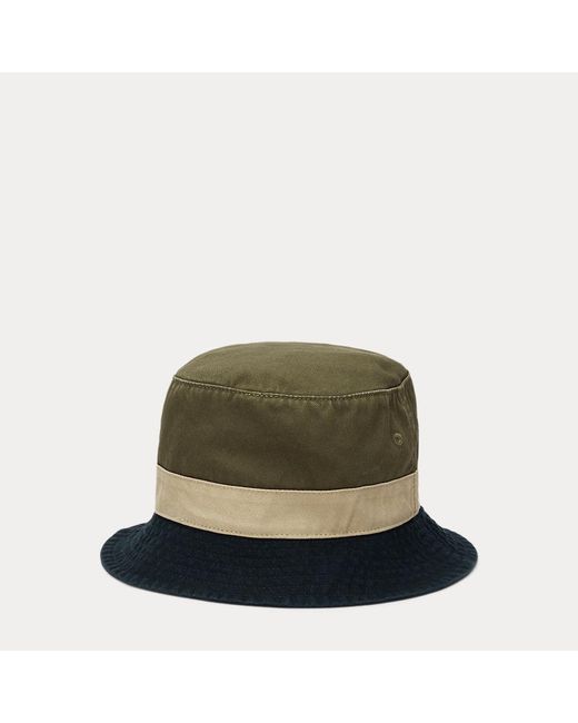 Polo Ralph Lauren Green Colour-blocked Twill Bucket Hat for men