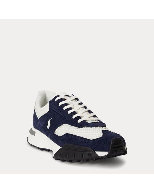 Polo Ralph Lauren Blue Eldridge Suede-Panelled Trainer for men