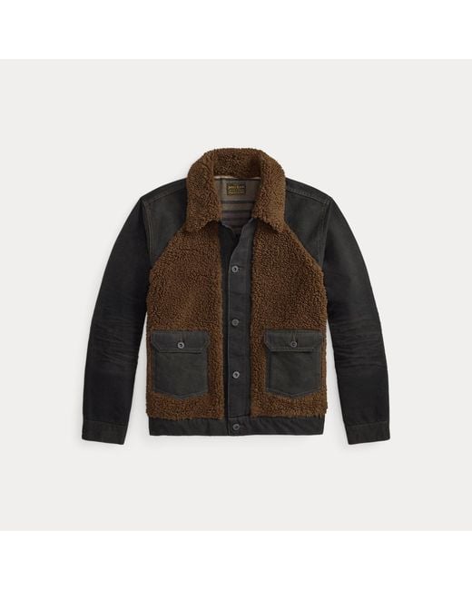 RRL Black Fleece-Panelled Canvas Jacket for men