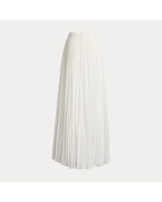 Ralph Lauren White Niccola Pleated Jersey Maxiskirt