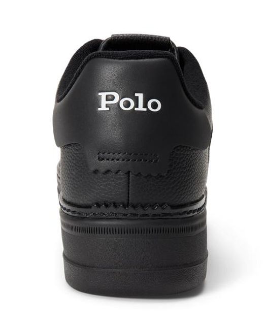 Polo Ralph Lauren Black Masters Court Embroidered-pony Leather Trainers for men