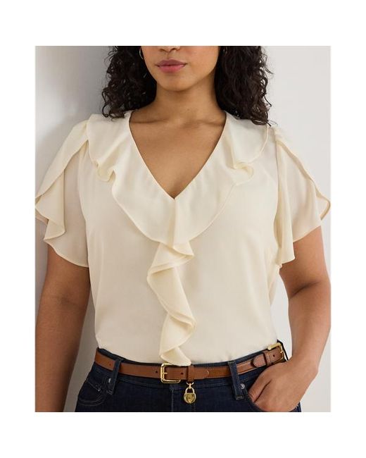 Ralph Lauren Natural Ralph Lauren Ruffle-Trim Georgette Blouse