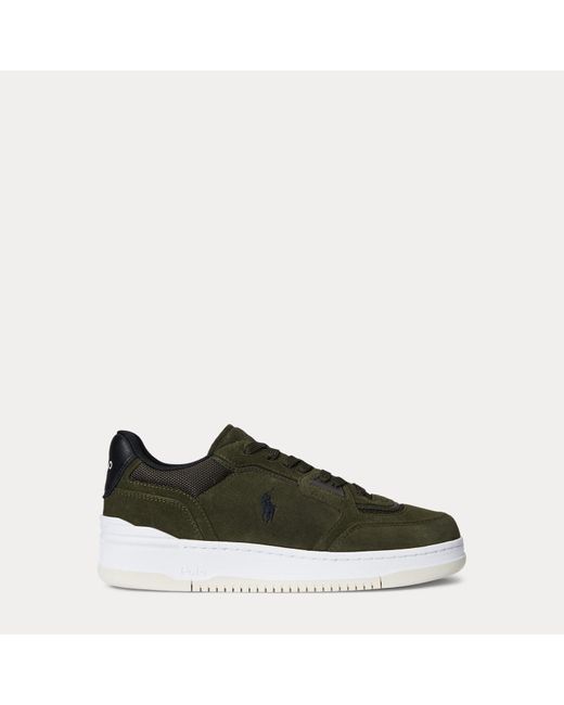 Ralph Lauren Green Open Masters Suede-Panelled Trainer for men