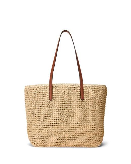 Ralph Lauren Natural Mittelgroße Strohtragetasche Whitney