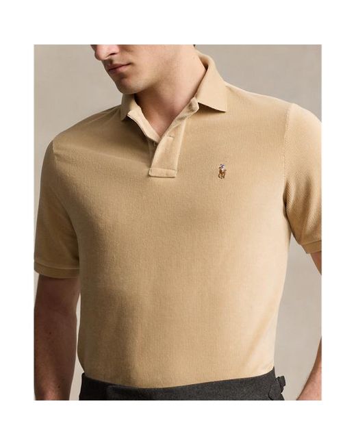 Polo Ralph Lauren Classic Fit Gebreid Corduroy Polo-shirt in het Natural voor heren